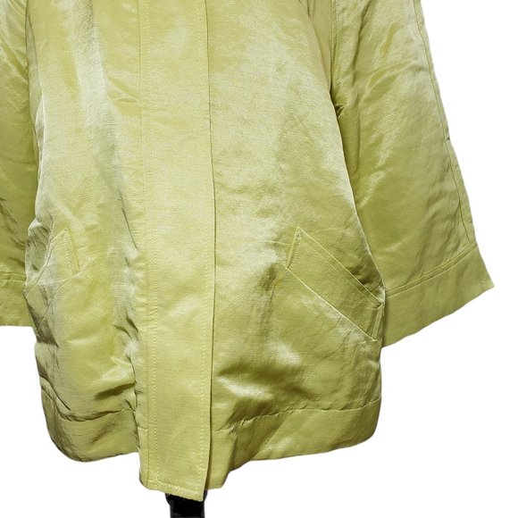♦️5/$20 Charter Club Pale Yellow Linen Blend Zip-Up Jacket - Picture 3 of 7